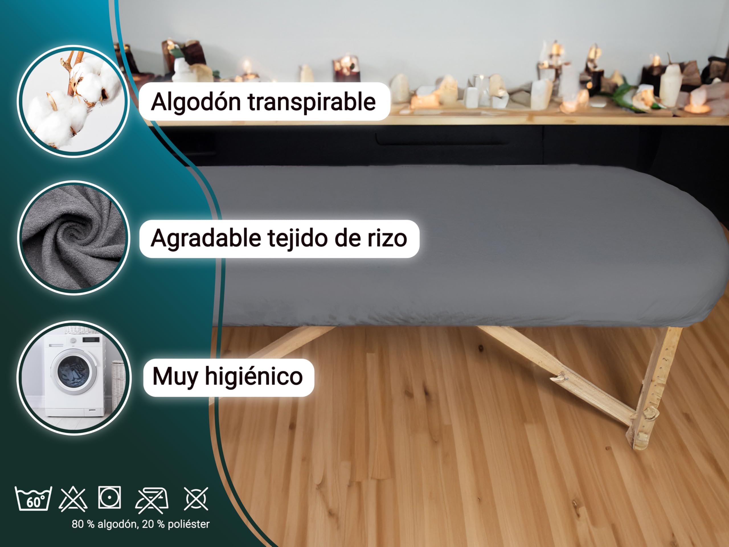 ZOLLNER Funda para Camilla: Funda Protectora Duradera de 70 x 200 cm, Lavable a 95 °C, Mezcla de algodón, con elástico Alrededor, en Color Grafito, con certificación Oeko Tex®