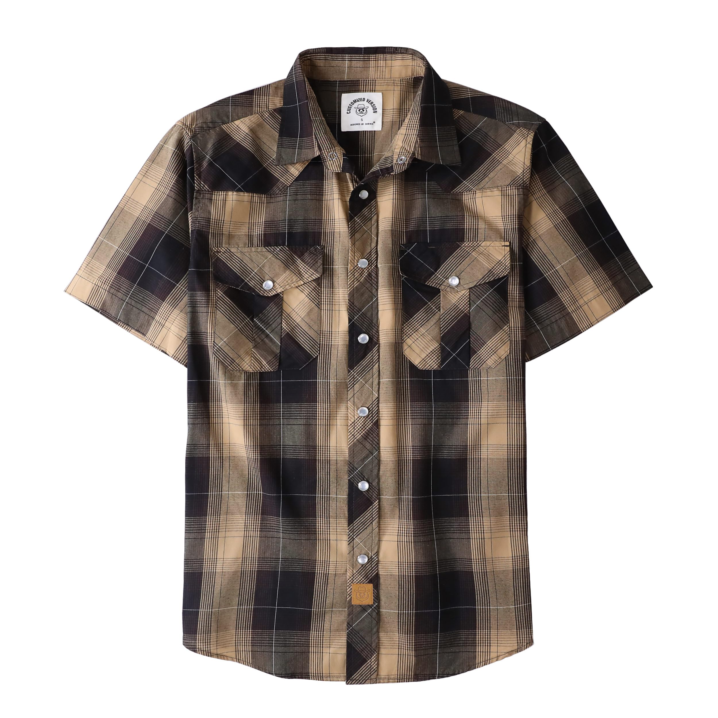 Dubinikwestern Shirts For Men Short Sleeve Plaid Pearl Snap Shirts