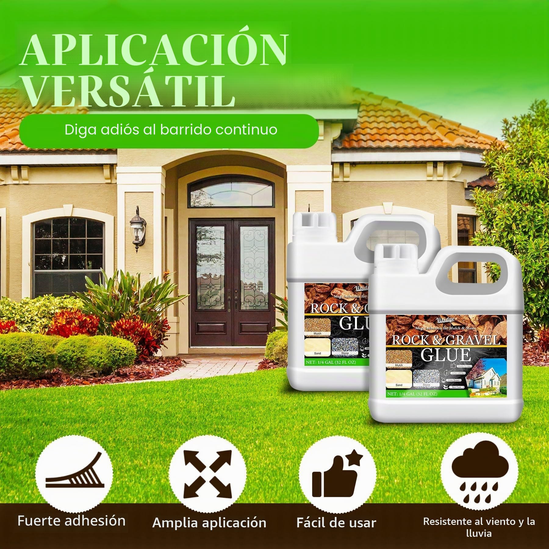 Aglutinante de Grava, 2L Estabilizador de Grava para Paisajismo, Jardinería y Senderos - Listo para Usar, Adhesivo Piedras para Fijador Grava, Corteza, Caucho y Piedras, No Tóxico y Duradero