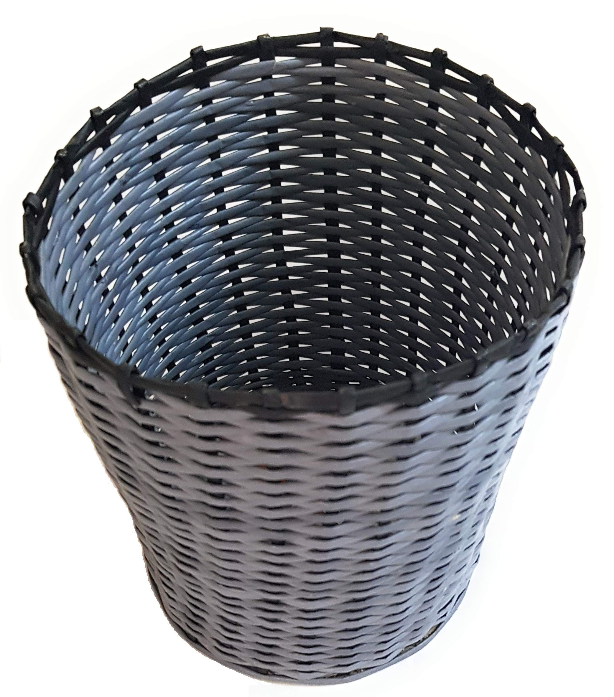 Sonas Creation Paperus Grey & Black, Dustbin, Waste Basket, Trash Can, Paper Bin, Storage Basket, Open-top, Standard Size 10 Liter, 11 inch Tall Eco Friendly, Handmade of Paper Ropes-image-47