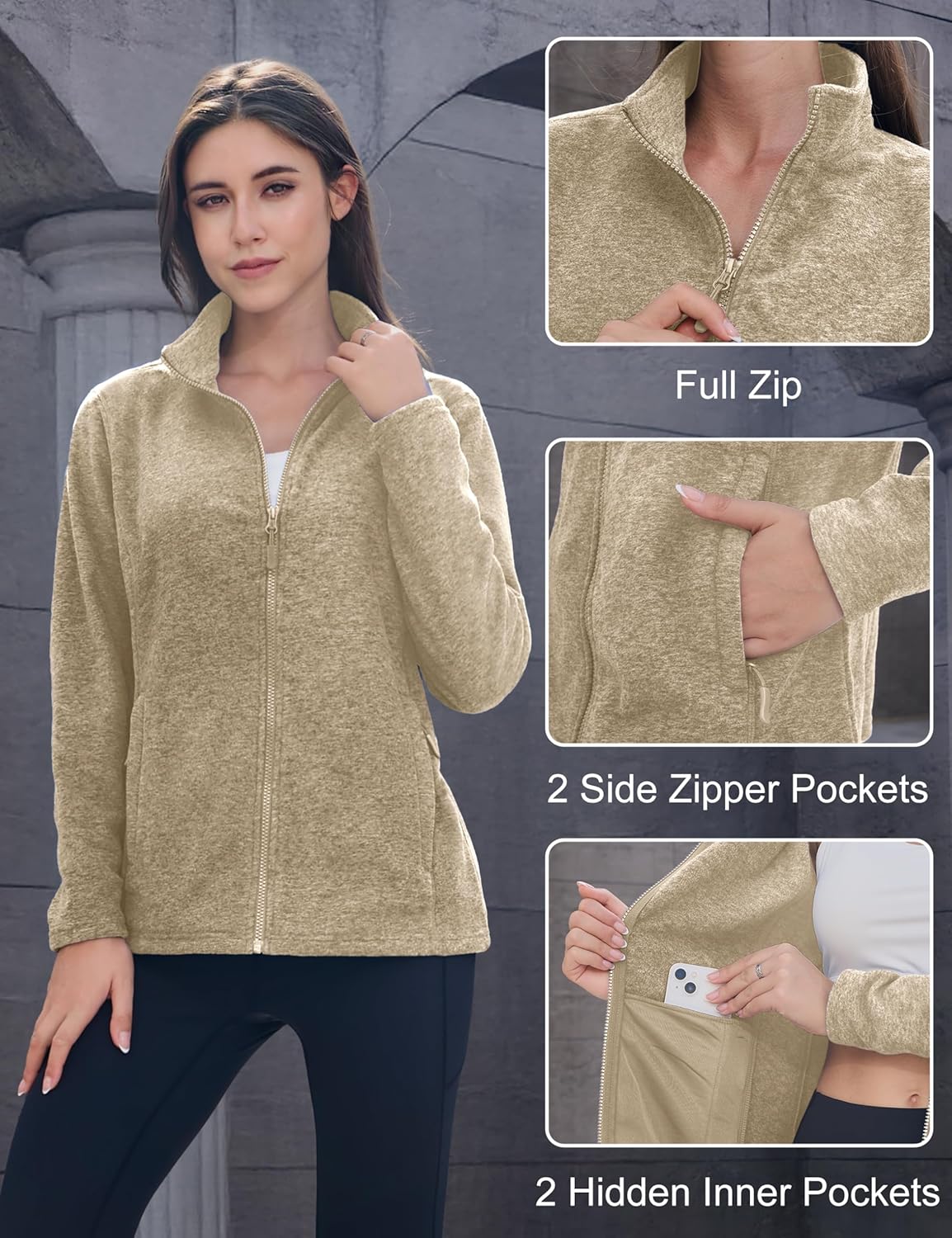 MAGCOMSEN Fleece Jacket Women Zip UP Lightweight Soft Polar Warm Winter Jackets for Women with Pockets Outdoor Hiking - Image 6