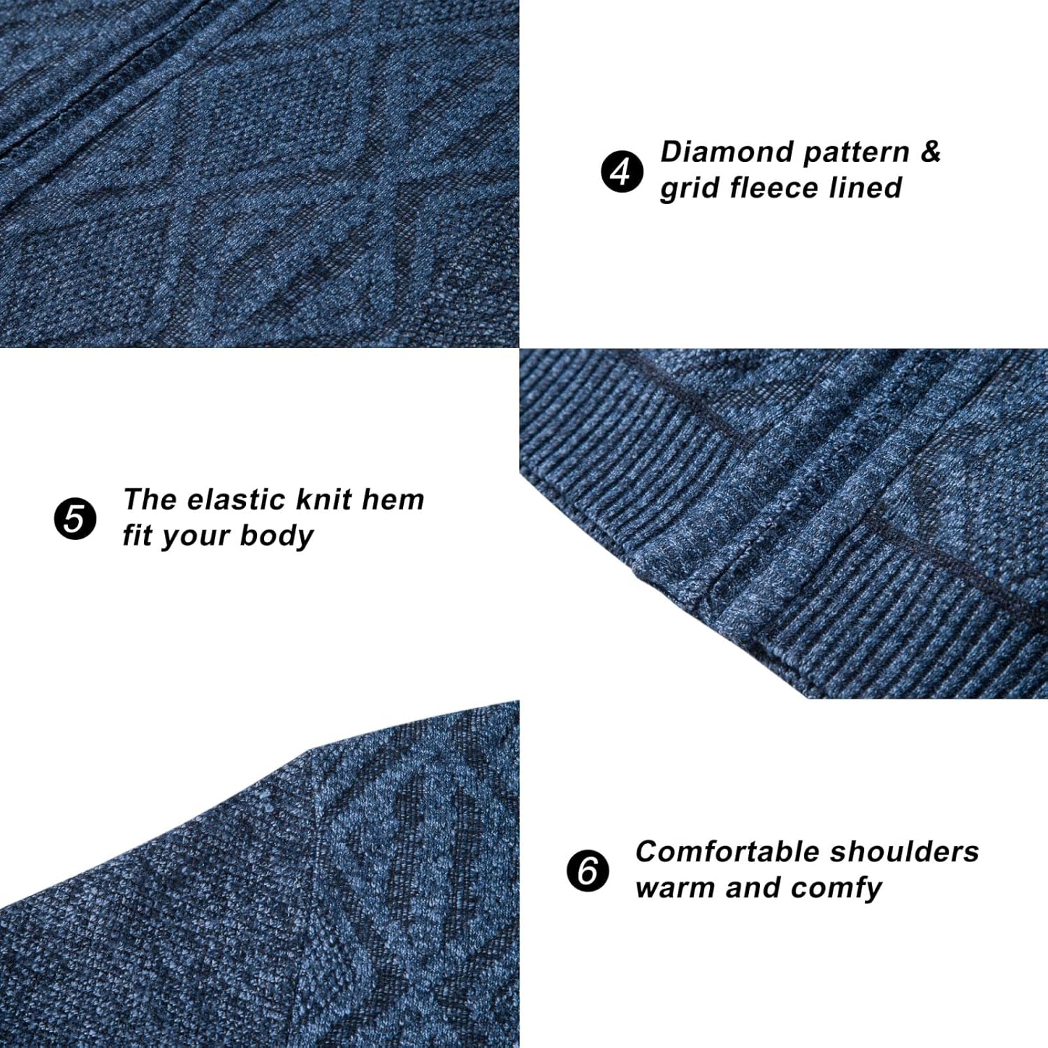 Miniatura 5 de VtuAOL Suéteres de punto con cremallera completa para hombre