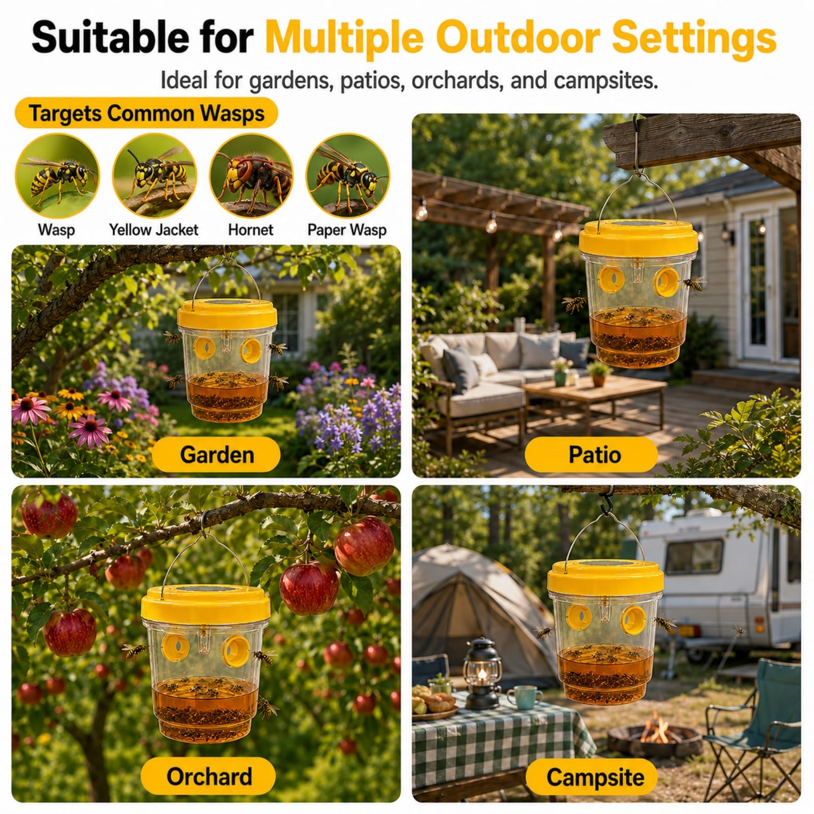 Upgraded Outdoor Suspension, Reusable Yellow Bucket (13, Yellow)