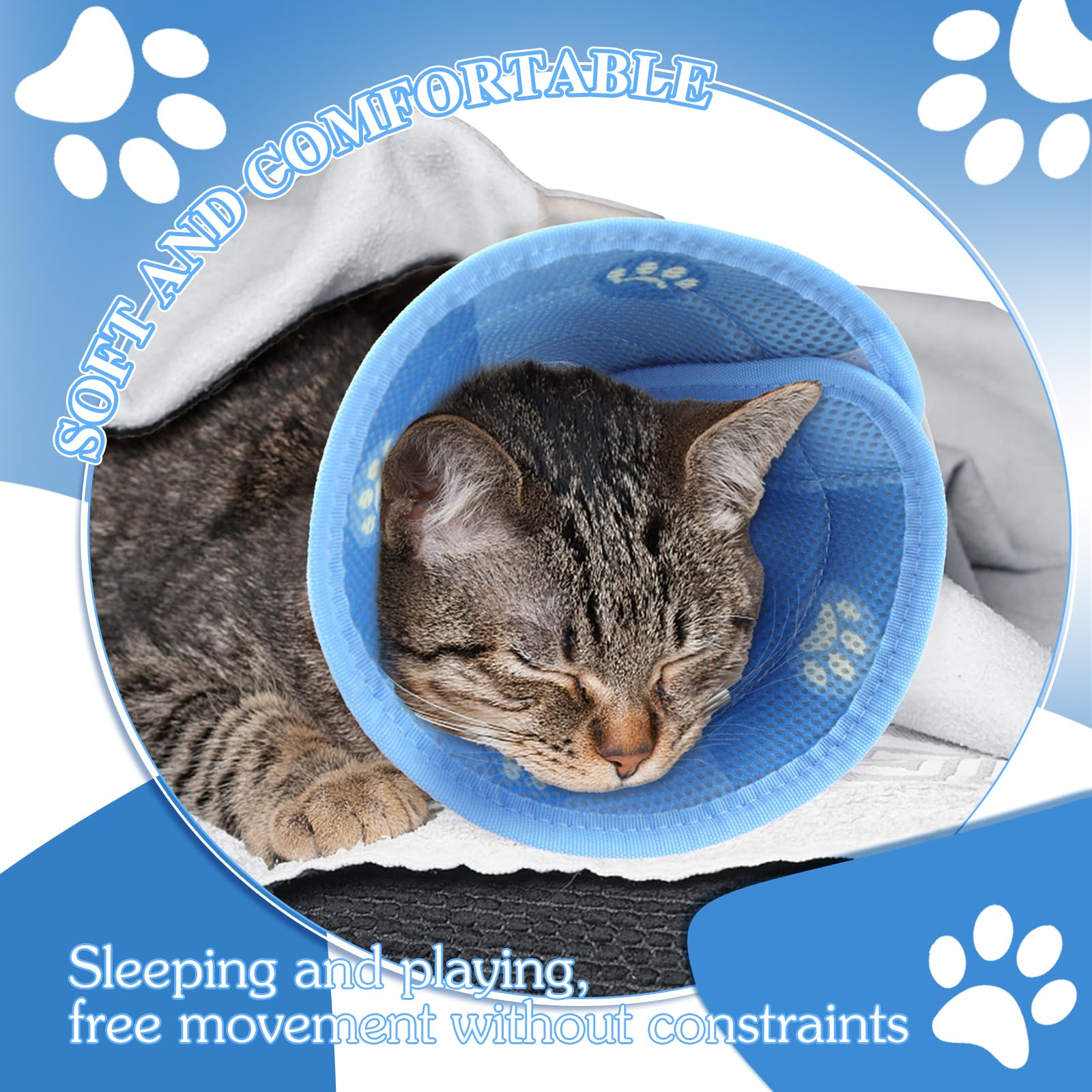 Collare Protettivo Per Gatti Dopo Operazioni - Cono Elisabettiano Morbido Per Recupero 20-27 Cm