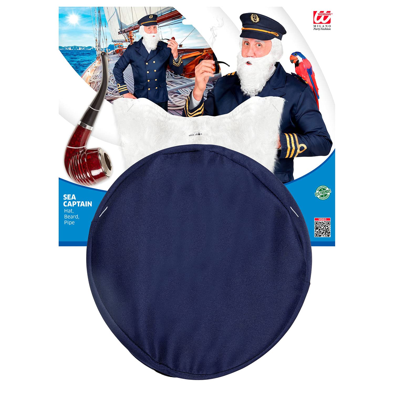 Widmann 68544 Fancy Dress Set Captain, Hat, Beard and Whistle, Navy Captain, Carnival, Theme Party, Multicoloured - Image 2