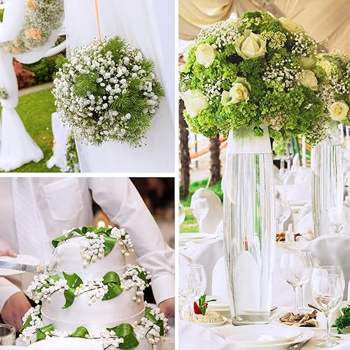 Miniatura 6 de Janinka 50 flores artificiales de aliento de bebé, flores artificiales de gypsophila de 20.8 pulgadas, tacto real, ramo de gypsophila falsa