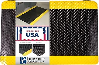 Durable Diamond-DEK Heavy Duty Anti-Fatigue Industrial Floor Mat 3x5 ft Black/Yellow - Kitchen Garage Commercial Sponge Mat