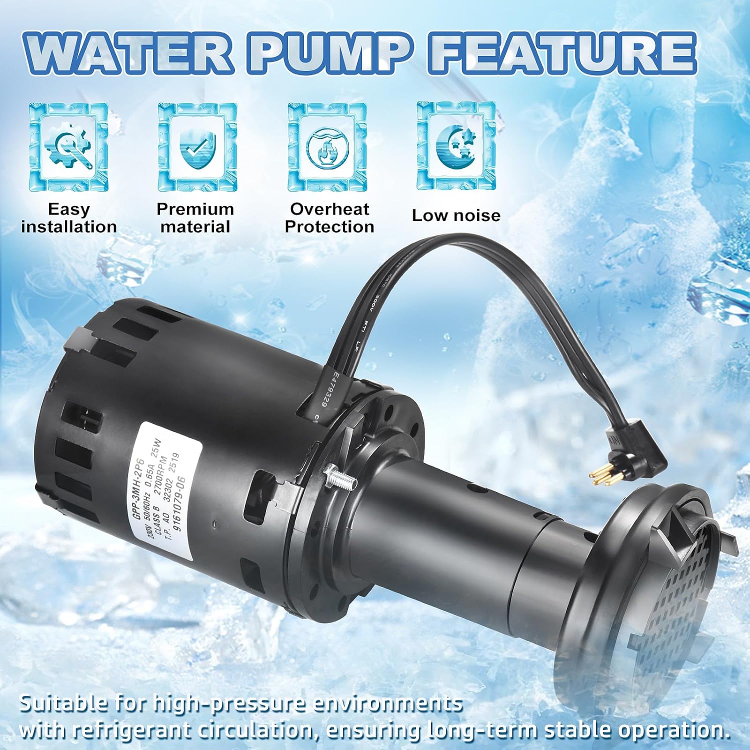 9161079-06 2700RPM 230V Ice Maker Machine Water Pump Replacement for ICE-O-Matic Cornelius 60/50Hz 6GPM,Replace 9161076-02 9161079-03,ICE9161076, ICE9161079-06, 803341, 803339, 620204637