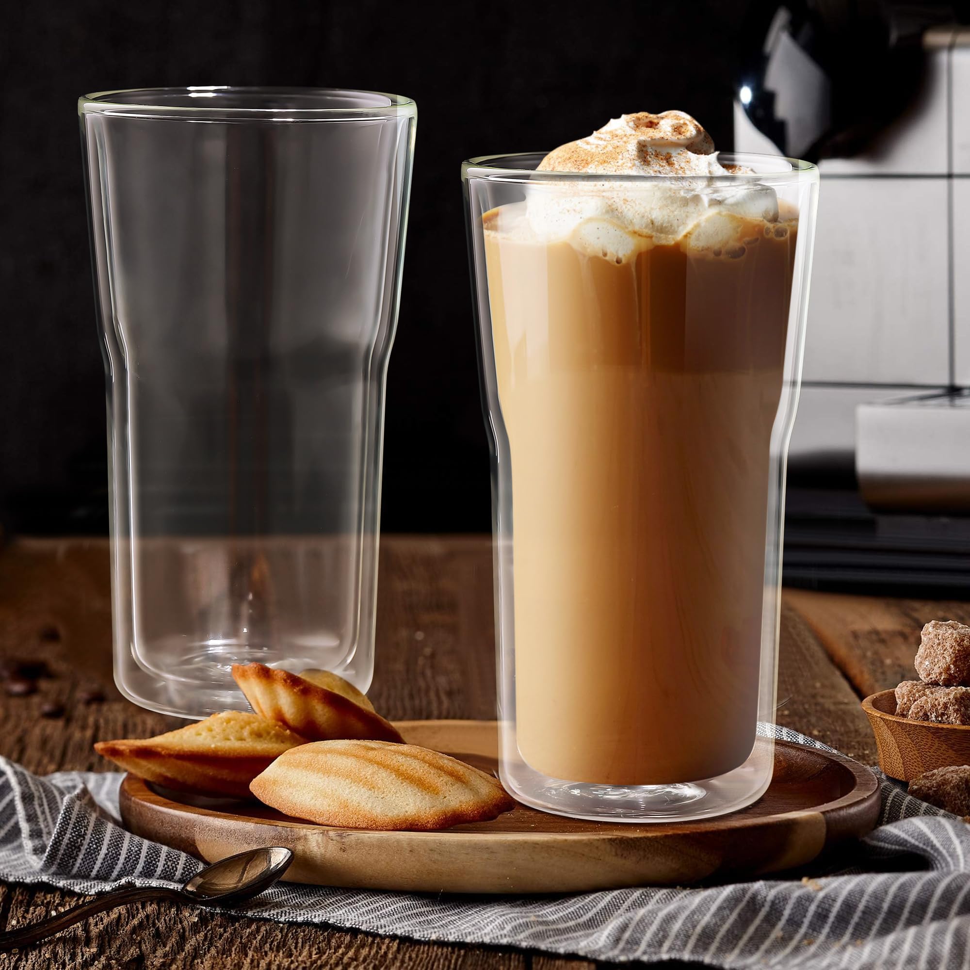 Joeyan Large 500ml Double Walled Drinking Glasses for Coffee Latte Cappuccino Tea Mulled Wine Beer - Image 3