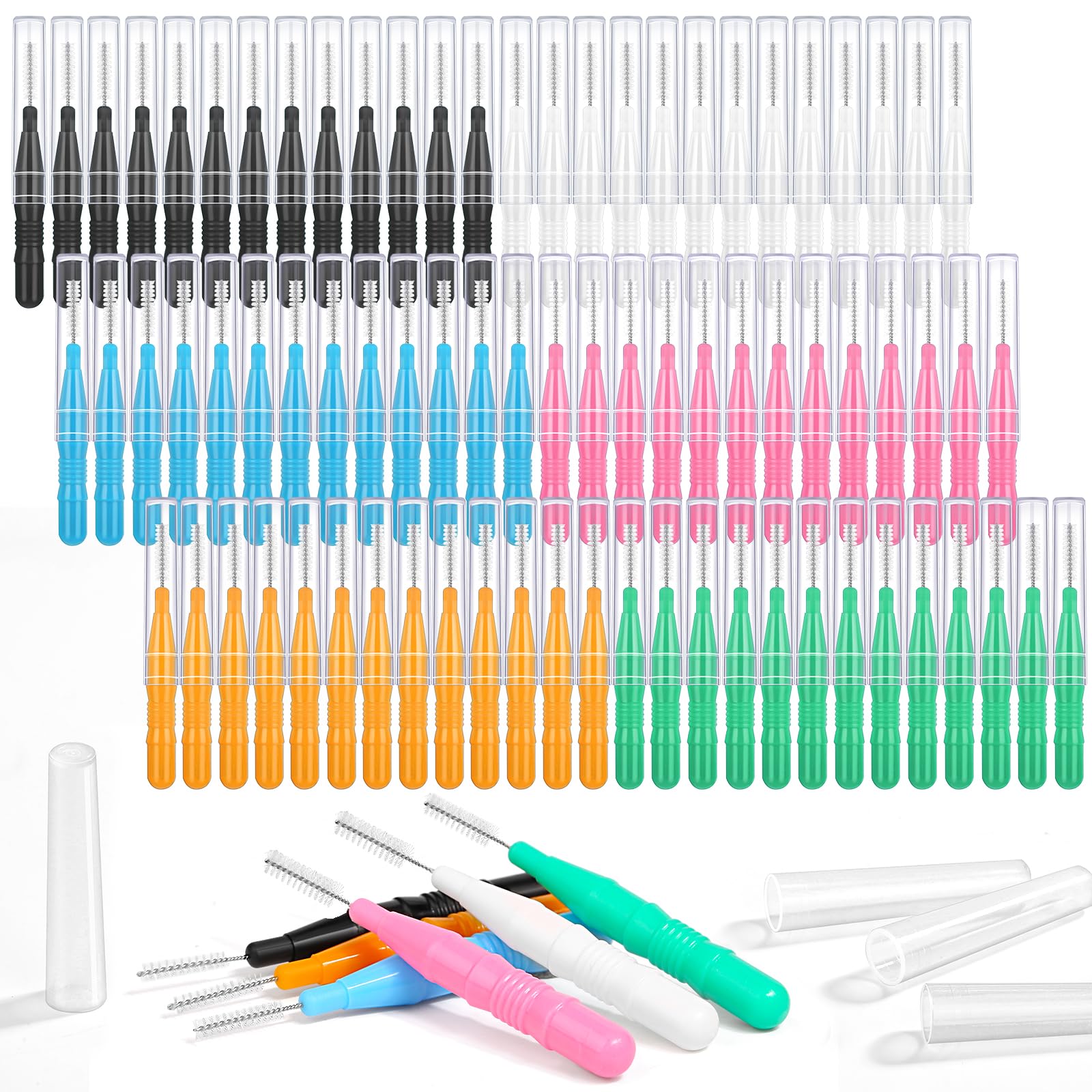120Pcs Interdental Brushes, 360° Bendable Soft Bristles Braces Flossers Brush Dental Brushes Between Teeth Dental Floss Picks for Gum Braces Oral Teeth Cleaning Tool