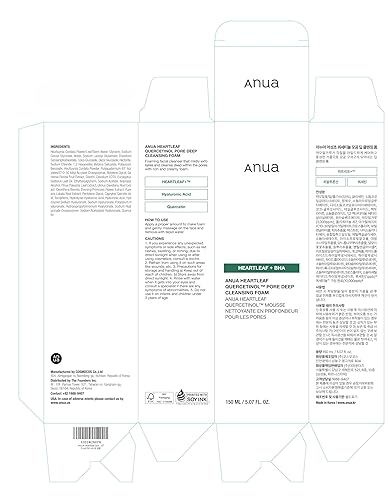 Miniatura 9 de ANUA Heartleaf - Espuma limpiadora profunda de poros de quercetinol, limpiador facial, para doble limpieza, BHA, ácido hialurónico, glicerina,