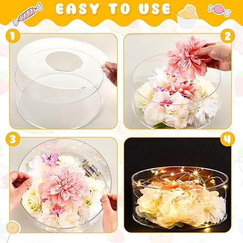 Miniatura 3 de 3 piezas de soporte acrílico para pasteles con luces LED, transparente, rellenable, caja cilíndrica redonda de 3 niveles para Navidad, boda,