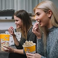 Vista 6 de Juego de 3 recipientes de plástico para palomitas de maíz, reutilizables de 7 pulgadas de alto x 4.5 pulgadas de diámetro, perfectas para noches