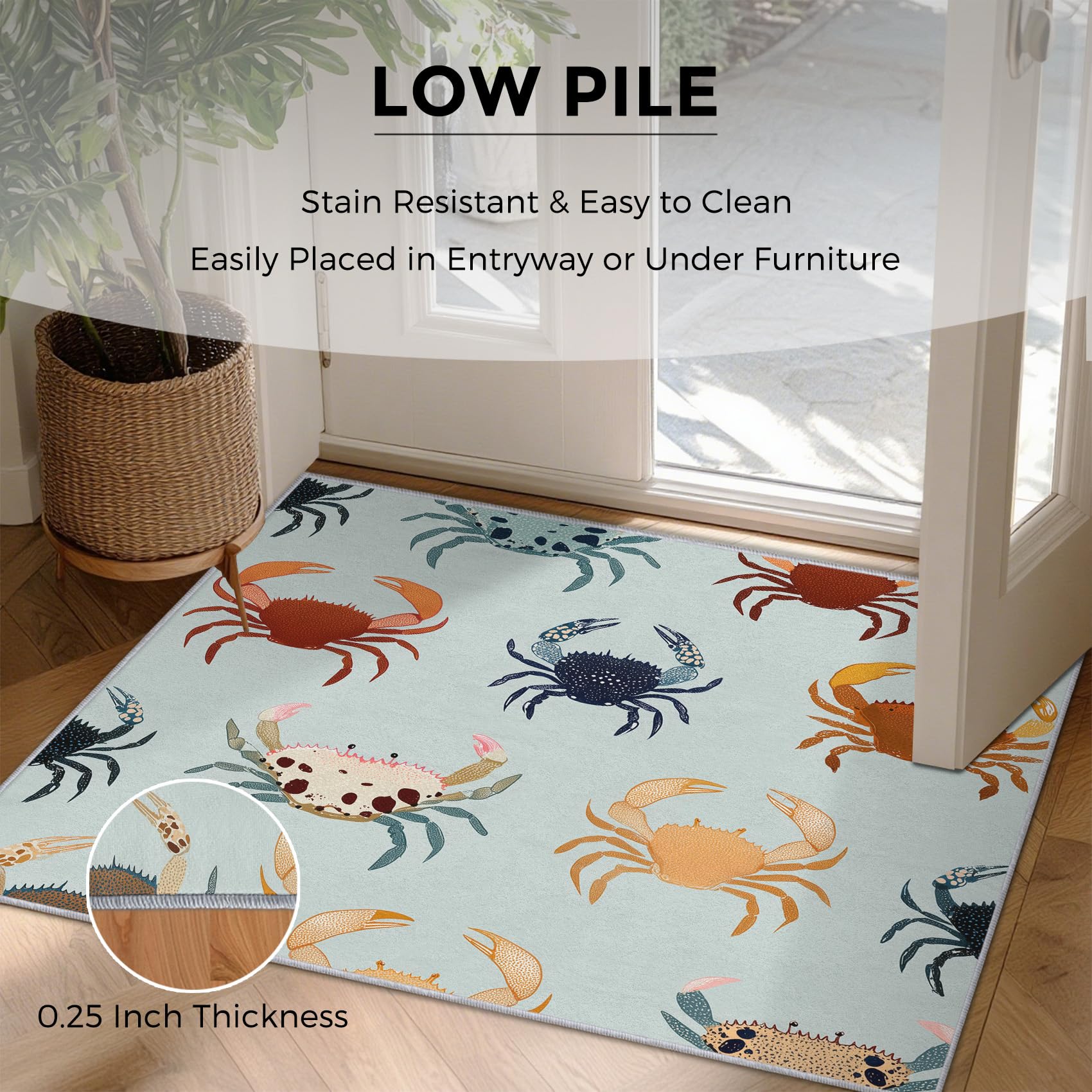 Generisch Teppich Wohnzimmer Krabbe Cartoon, Teppich Krabbe Niedliche Bunt für Schlafzimmer Deko, rutschfest Waschbar Weich Kurzflor Teppiche Gegend 120 x 160 cm QAZ86
