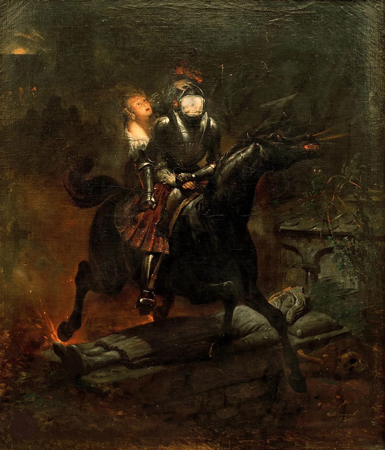 POSTERIIk Famous Modern Artwork Art Mural the Ballad of Lenora by Horace Vernet Oil Paintings Pictures for Home Decor 60x90cm