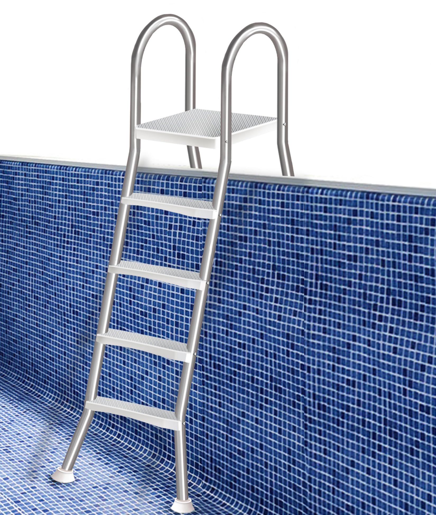 Scaletta per piscina a 4 gradini per piscina fuori terra, altezza 132 cm, stabile in acciaio inox fuori terra, scale per piscina gonfiabile, scale doppie laterali per piscina