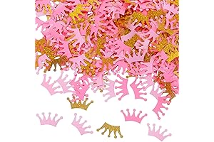 Prasacco 300 Pcs Plastic Paper Crown Confetti Gold Pink for Party Decorations