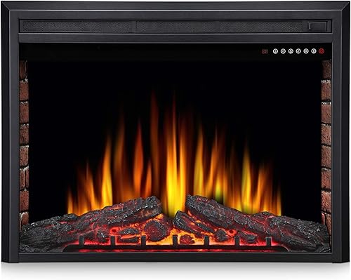 Miniatura 10 de Joy Pebble Inserto de chimenea eléctrica de 37 pulgadas, calentador de chimenea eléctrico empotrado de 750 W1500 W, 5 colores de llama ajustable y 5