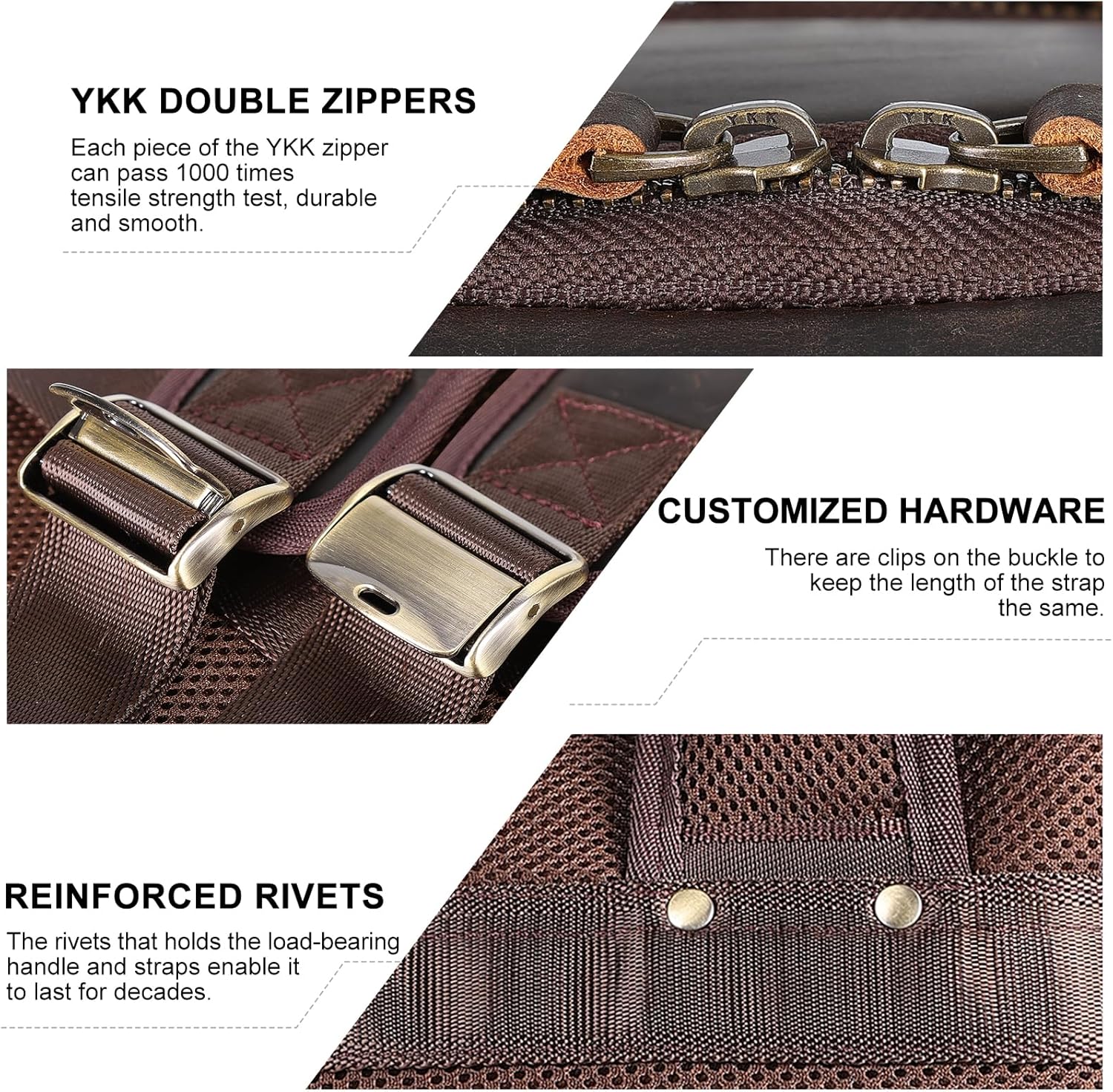 TIDING Full Grain Leather Laptop Backpack for Men, Vintage 15.6 Inch Computer Work Bag College Business Casual Daypack - Image 7