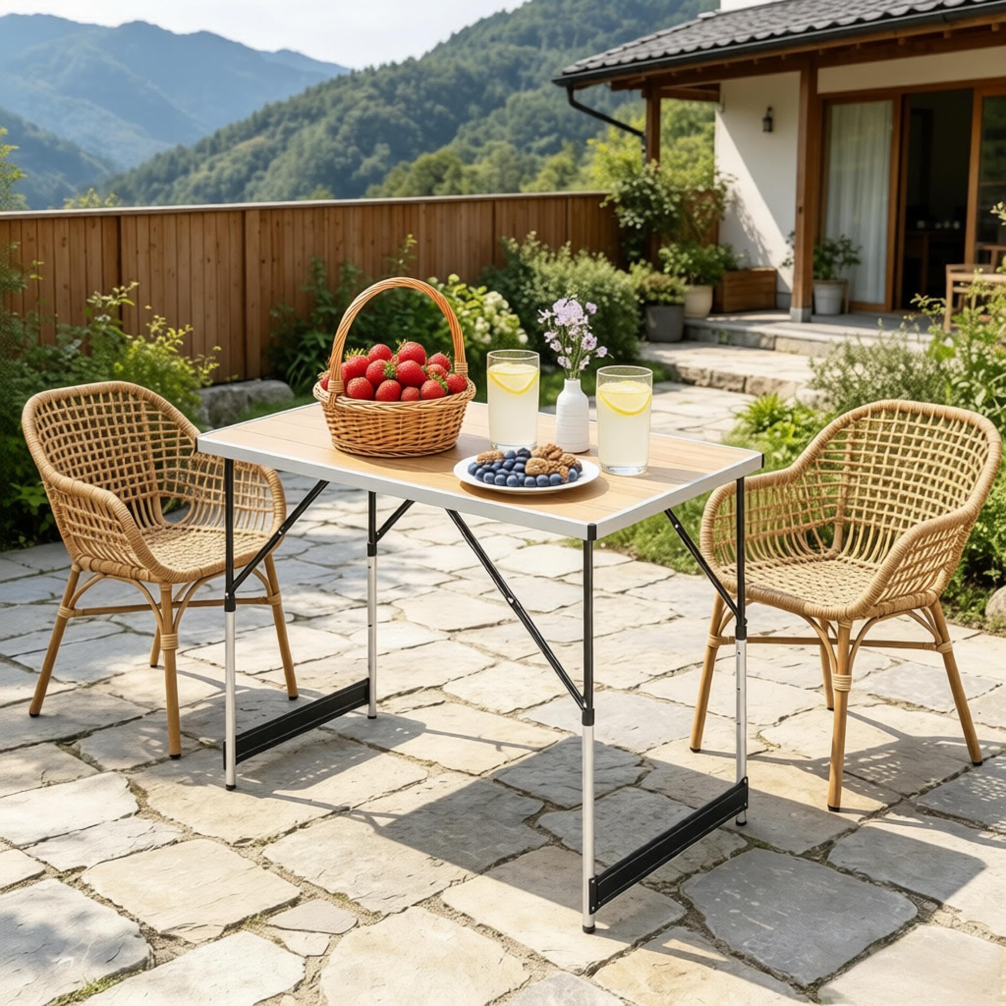 vutizal Tavolo pieghevole da campeggio e tavolo regolabile in altezza, tavolo pieghevole multifunzionale in alluminio come tavolo da giardino, tavolo da balcone, tavolo da pranzo o tavolino da esterno