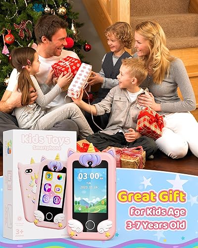 Miniatura 2 de Teléfono inteligente de juguete para niños, regalos y juguetes de unicornio para niños de 3 a 7 años de edad, cámara reproductor de música, teléfono