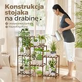 Bamworld Stojak na Rośliny Półka na Rośliny do Wnętrz Drewniana Półka na Rośliny na Zewnątrz na Wiele Roślin Drabinka na Doniczki do Salonu Tarasu Dekoracja Domowa w Stylu Boho do Ogrodnictwa
