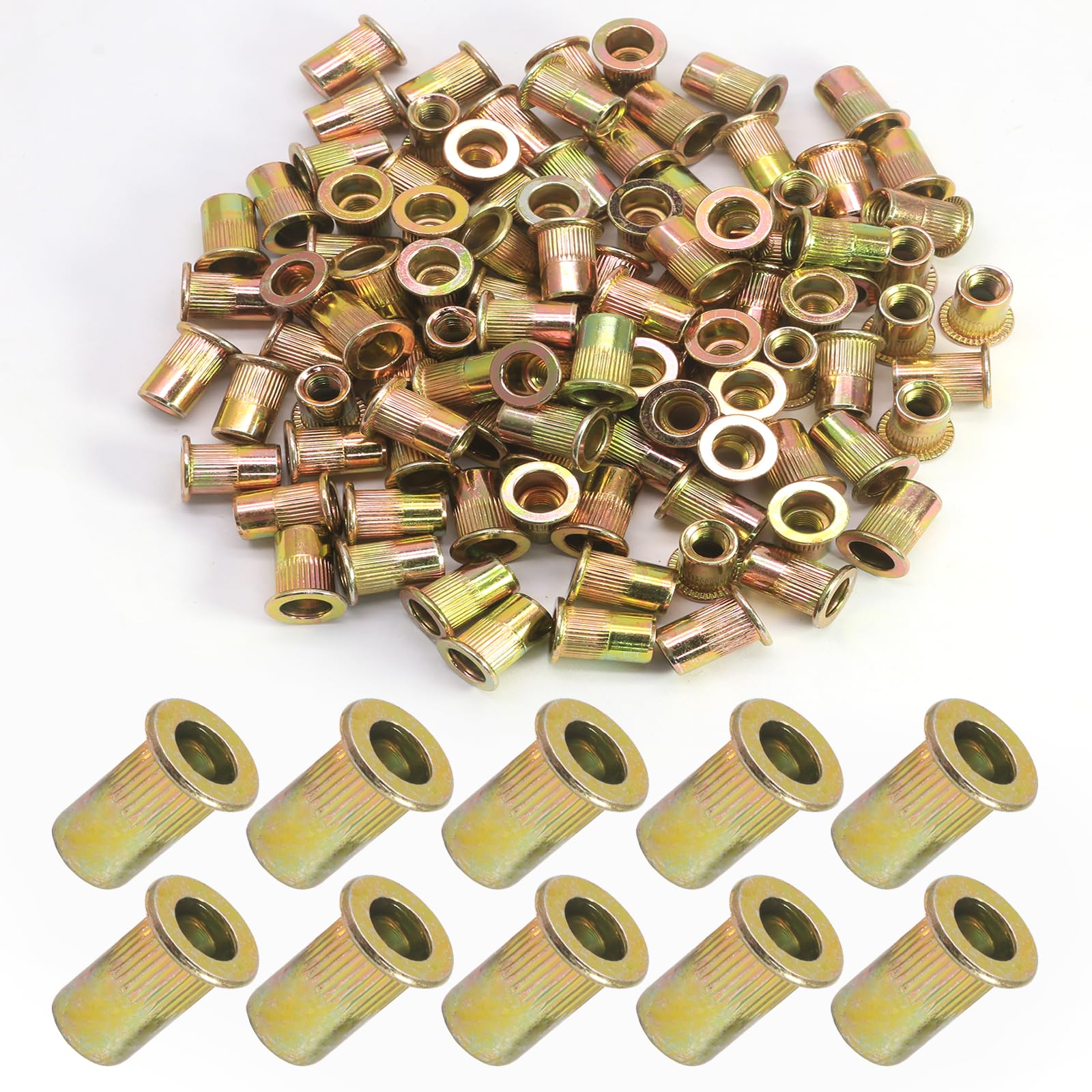 Automotive Rivnut Snapklik.com : 100Pcs M6 Rivet Nuts, Carbon Steel Rivnut Flat Head ...