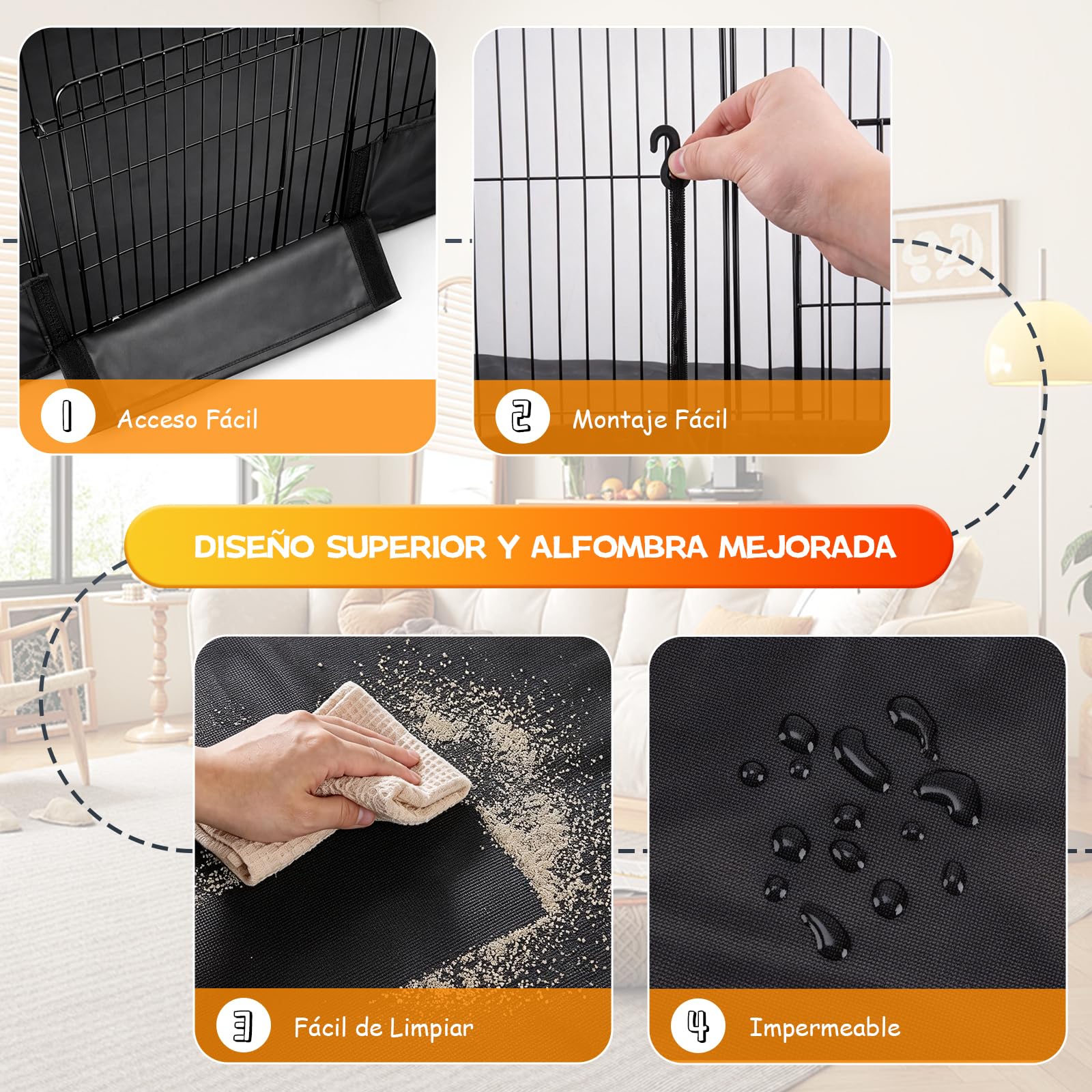Recinto para animales pequeños, jaula interior con cubierta superior y forro impermeable para animales pequeños, 122 cm x 60 cm x 40 cm, recinto para conejos, hámster, erizo, cachorro