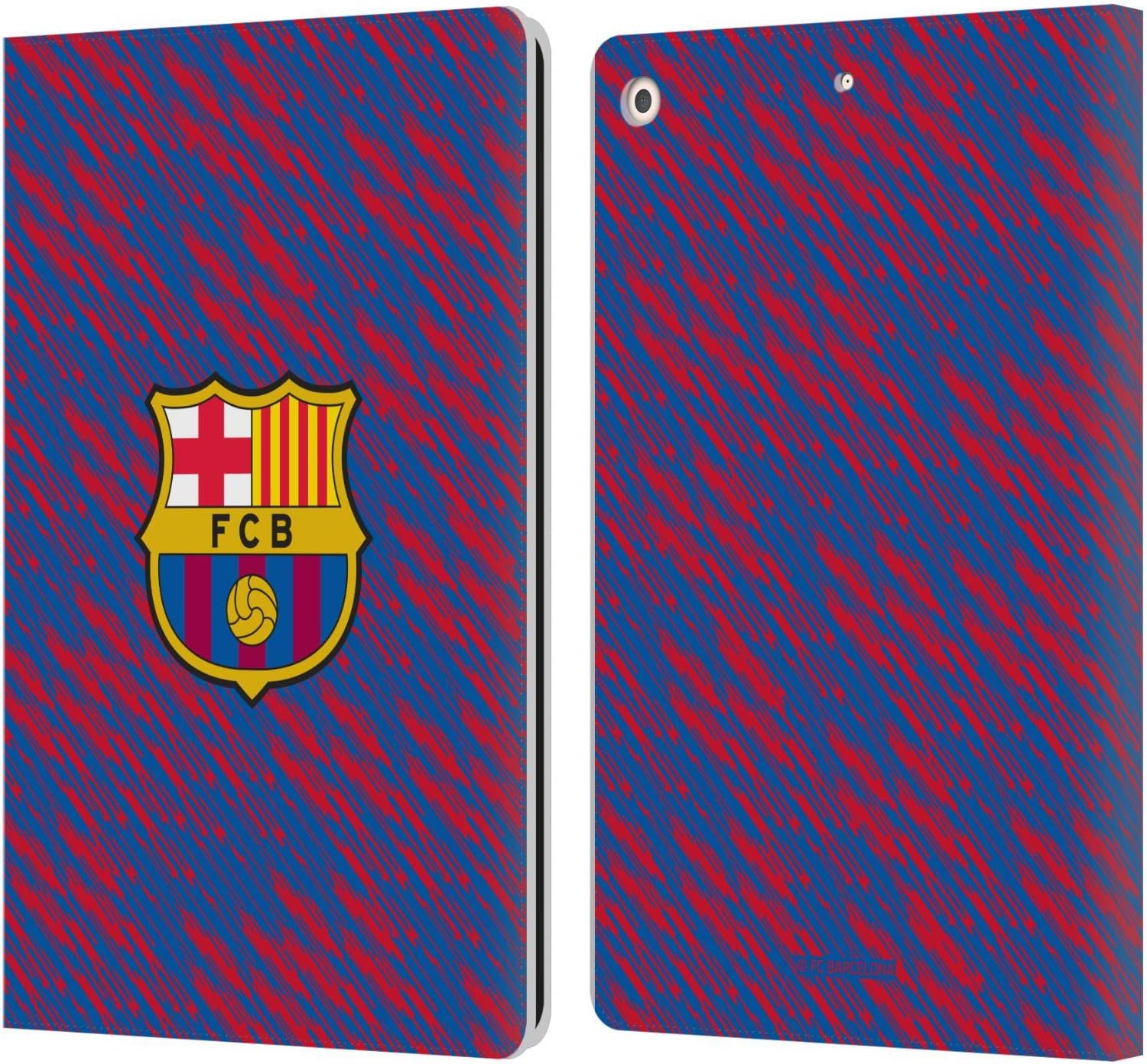 Head Case Designs Officially Licensed FC Barcelona Glitch Crest Patterns Leather Wallet Case Compatible with Apple iPad 10.2 2019/2020/2021