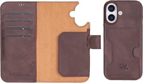 Miniatura 179 de Venito Funda tipo cartera para iPhone 15 con tarjetero y bloqueo RFID, funda de cuero para teléfono, funda desmontable de 6.1 pulgadas, Florencia