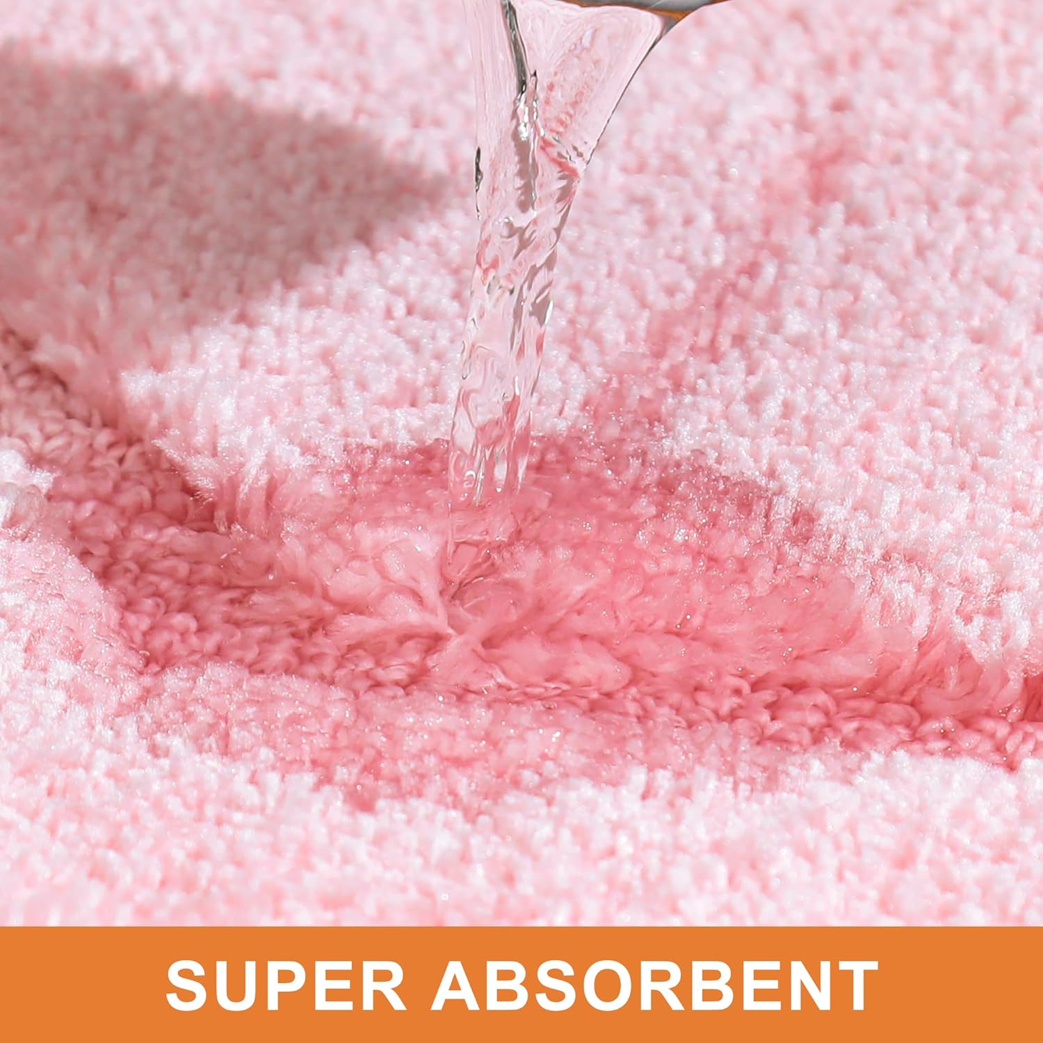 BEQHAUSE Bathroom-Rugs-Non-Slip-Bath-Mats for Bathroom Soft and Absorbent Polyester Microfiber Pink Bath Mat Machine Washable Shaggy Shower Mat for Bathrooms, Bathtub and Sink, 16" x24" - Image 3