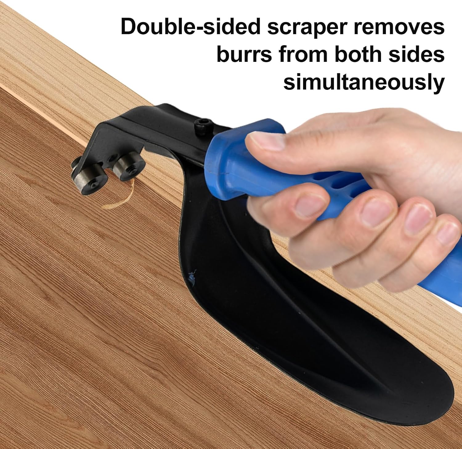 DB1000 Metal Deburring Tool Double-Sided Sheet Metal Deburring Tool with Guard, Alloy Steel Trimmer for Straight Edge Chamfering, 0-12mm Range Accuracy,Blue