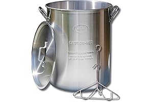 King Kooker 30 Quart Aluminum Turkey Pot with Lid, Lifting Rack, and Hook