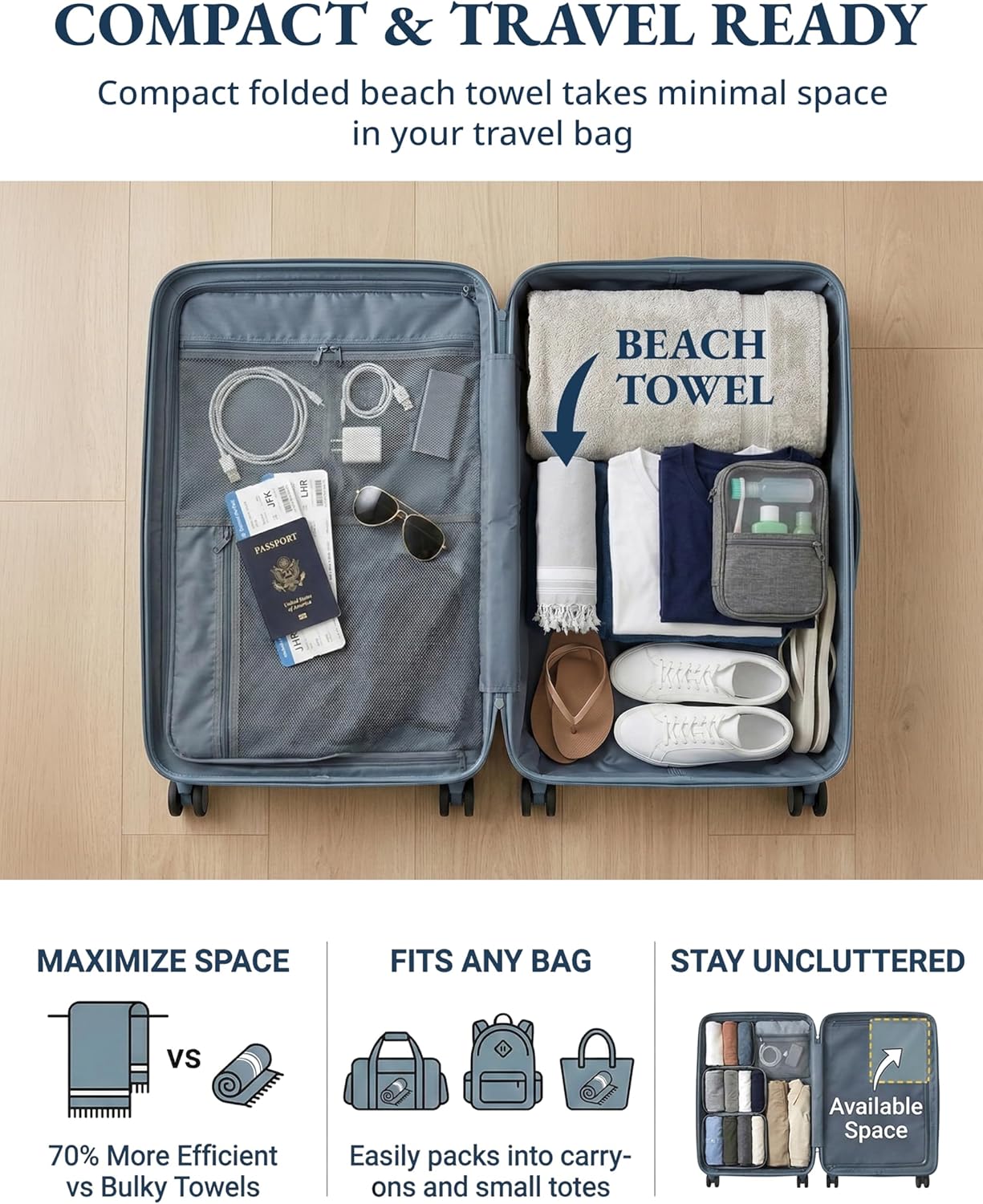 LANE LINEN Oversized Beach Towels 4 Pack – Pre-Washed, Extra Large, Quick Dry, No Sand, Absorbent Pool Towels for Adults, 39"x71", Grey