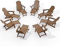 Vista 64 de YEFU Juego de 4 sillas Adirondack ajustables con reposapiés, sillas Adirondack ajustables de 5 niveles con otomana retráctil y 2 portavasos, sillas