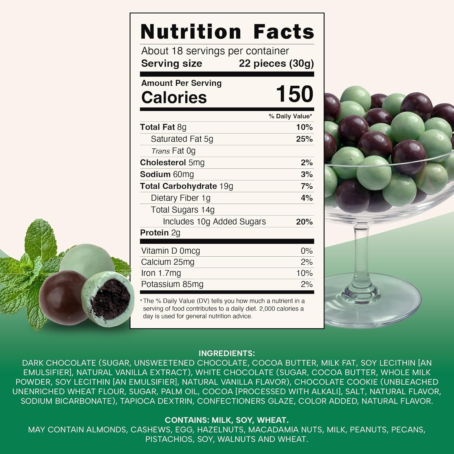 Snackathon Crisp Choco Mint Cookie Bites, 19 oz Resealable Snack Pack, Mint White and Dark Chocolate Covered Cookie Bite, Grocery Cookies for Parties, Snack Bag & Sharing, Made in USA