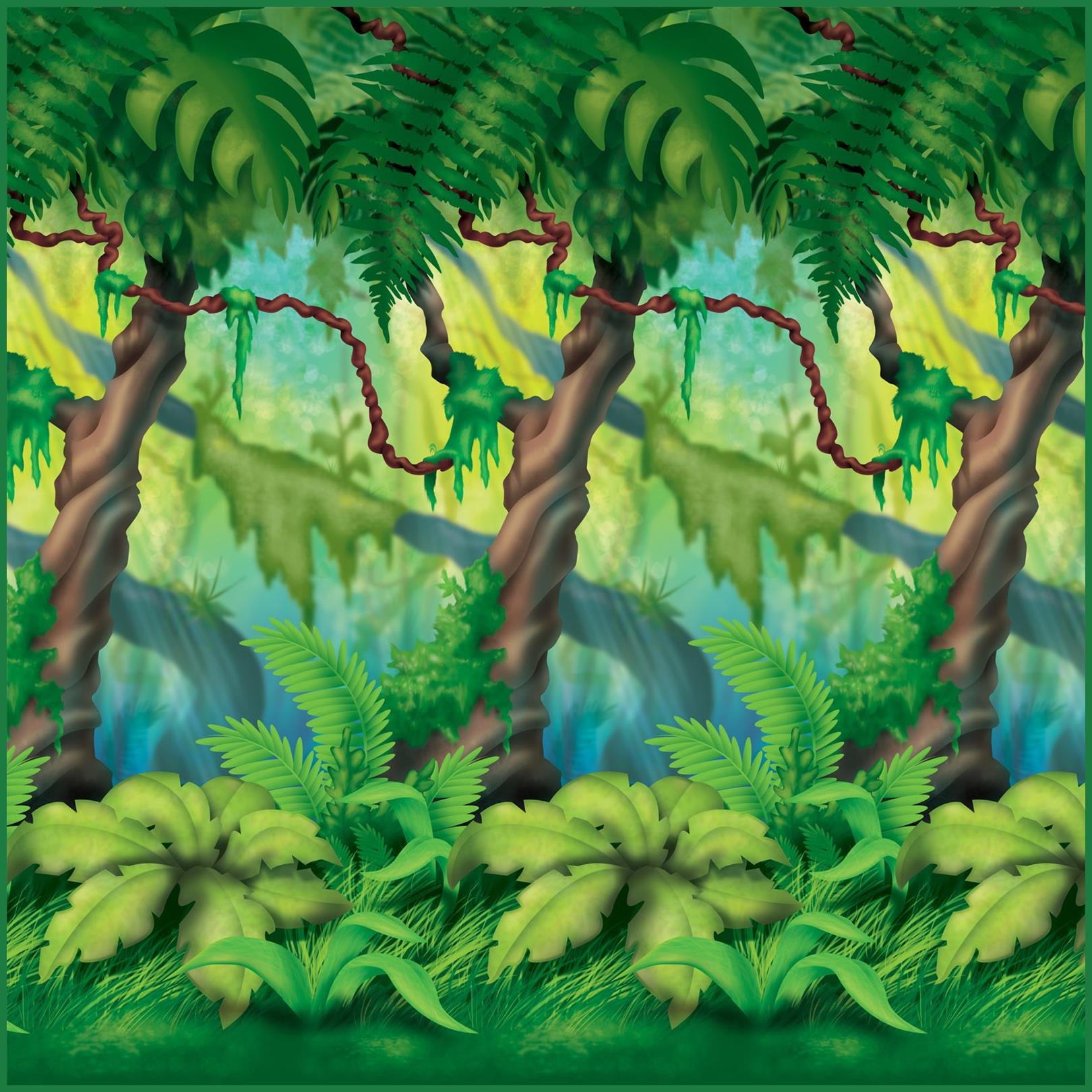 Beistle A Creation 52104 Jungle Trees Backdrop, 4' x 30', Green, One Size