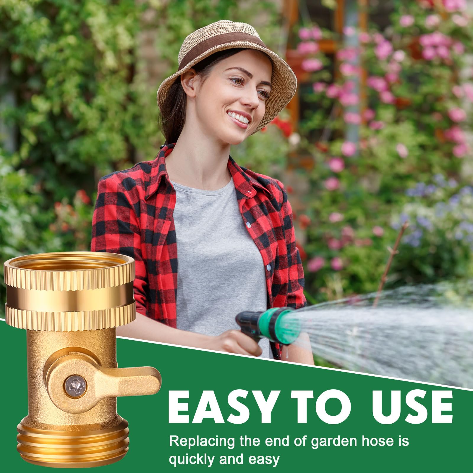 MorningRo 10 Stück Messing Gartenschlauch Absperrventil Heavy Duty 3/4 Zoll Wasserschlauch Absperrventil Massives Messing Gartenschlauch Anschluss Schlauchventil mit 10 zusätzlichen