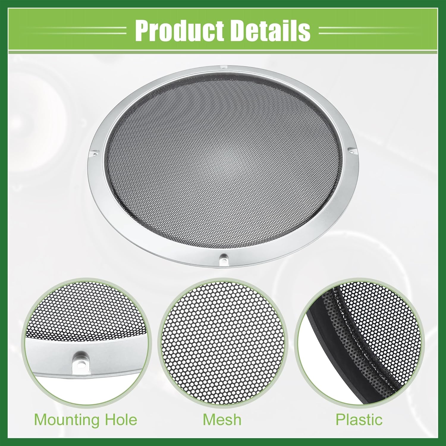 Motoforti Universal 10" Car Speaker Grills Cover Mesh Round 10 Inch Audio Speaker Subwoofer Guard Protector Case with Screws Iron Silver Tone Black - Pack of 4 Long-lasting