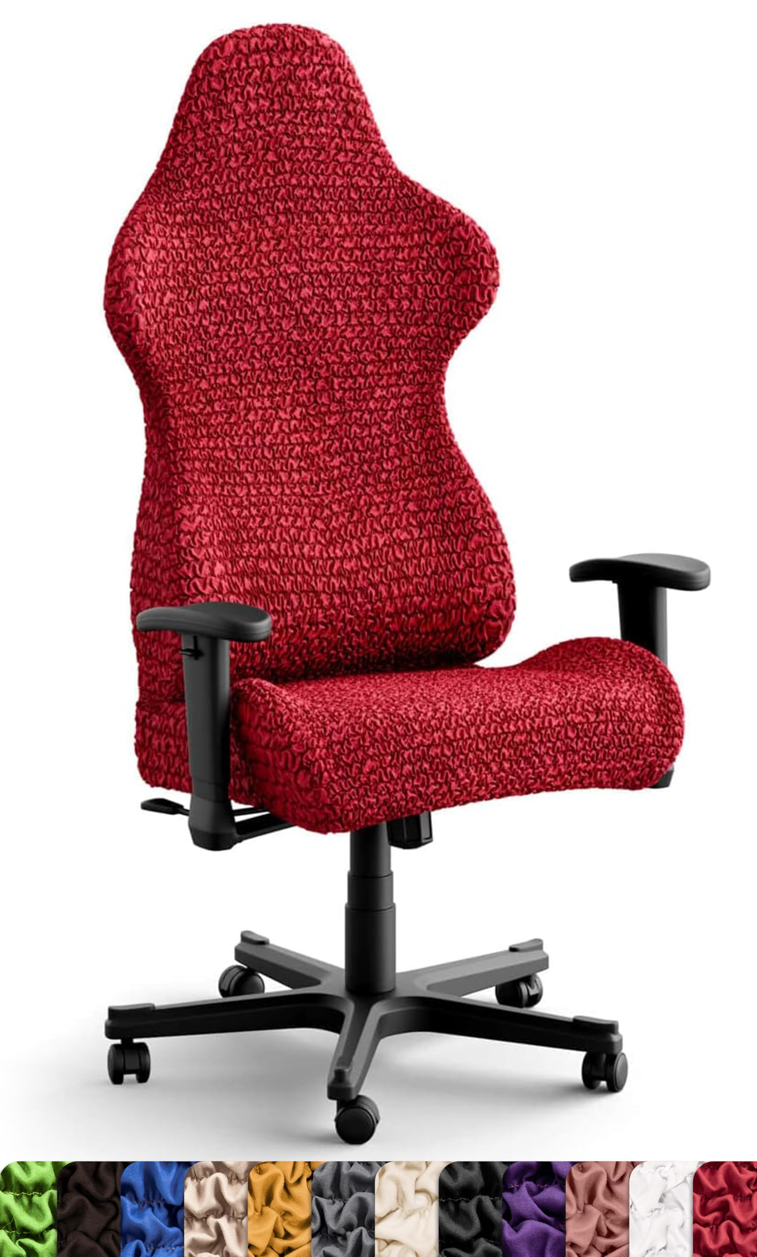 Paulato By Ga.I.Co. Office Chair Slipcovers - 1-Piece Furniture Protector - Form Fit, Machine Washable -Microfibracollection - Cherry Color
