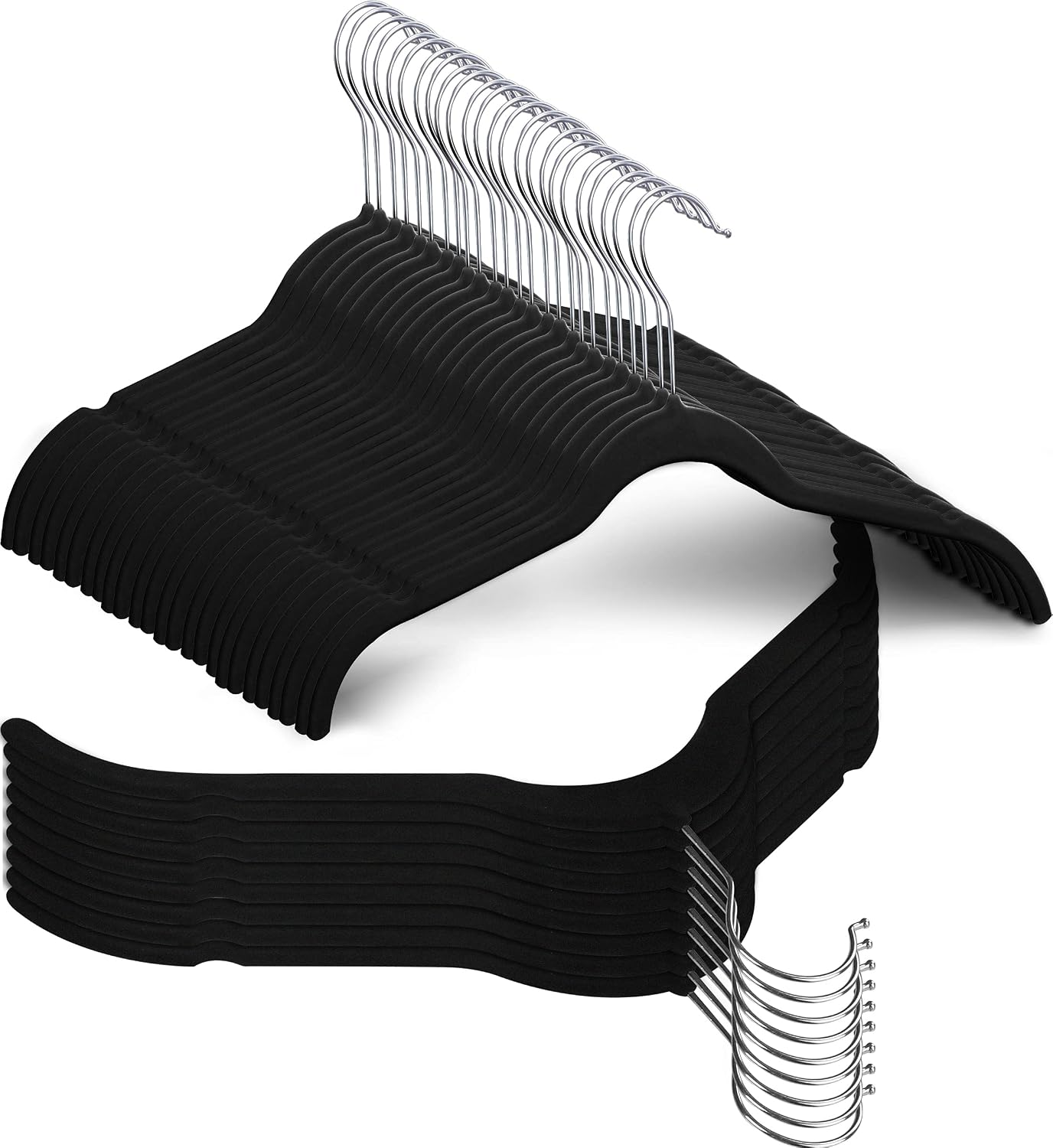 Utopia Home Premium Velvet Shirt Hangers - Non Slip Velvet Hangers - Durable and Slim - 360°-rotatable Hook -Hangers for Shirts,Blouses & Tops (Black,50)