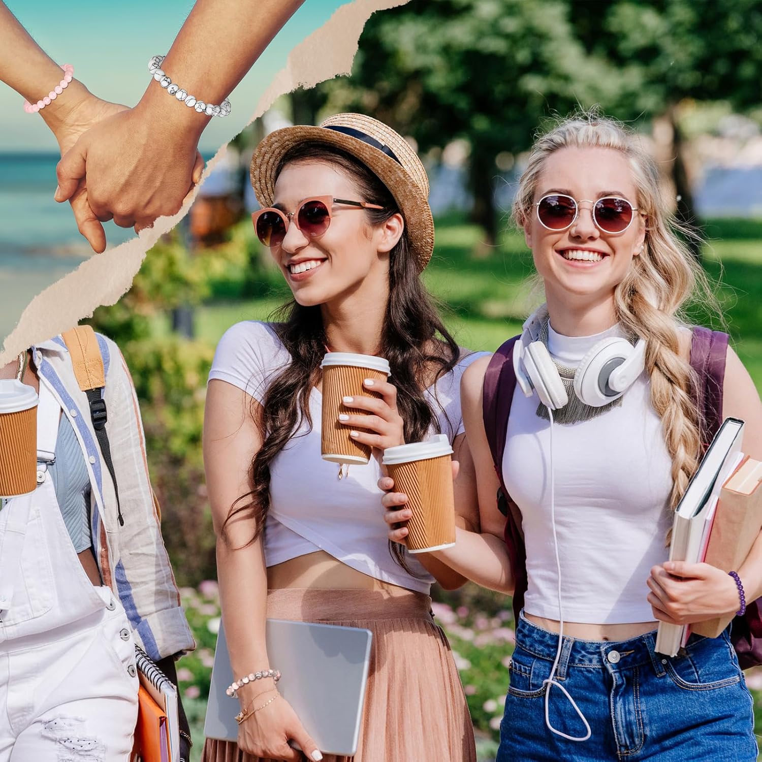 12 Pcs Inspirational Friendship Bracelets Gifts for Women Sometimes You Forget You're Awesome Bead Adjustable Crystal Natural Stone Bracelets with Card for Valentines Day Galentines Day Birthday Gifts - Image 5