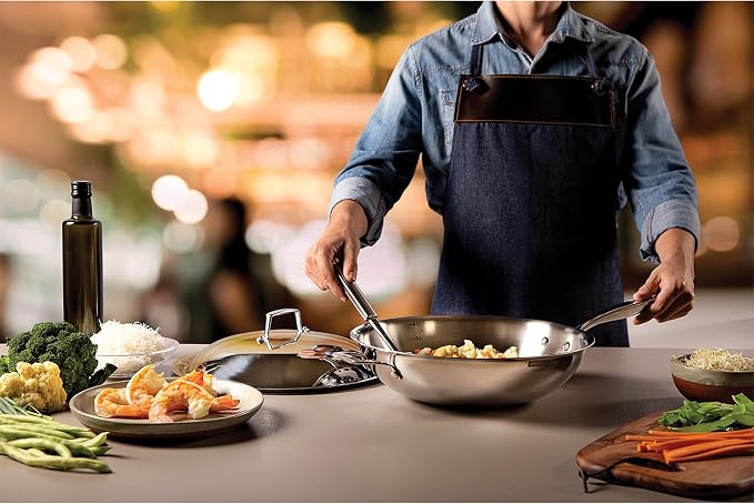 Wok Tramontina acero inoxidable 32 cm con tapa miniatura 2
