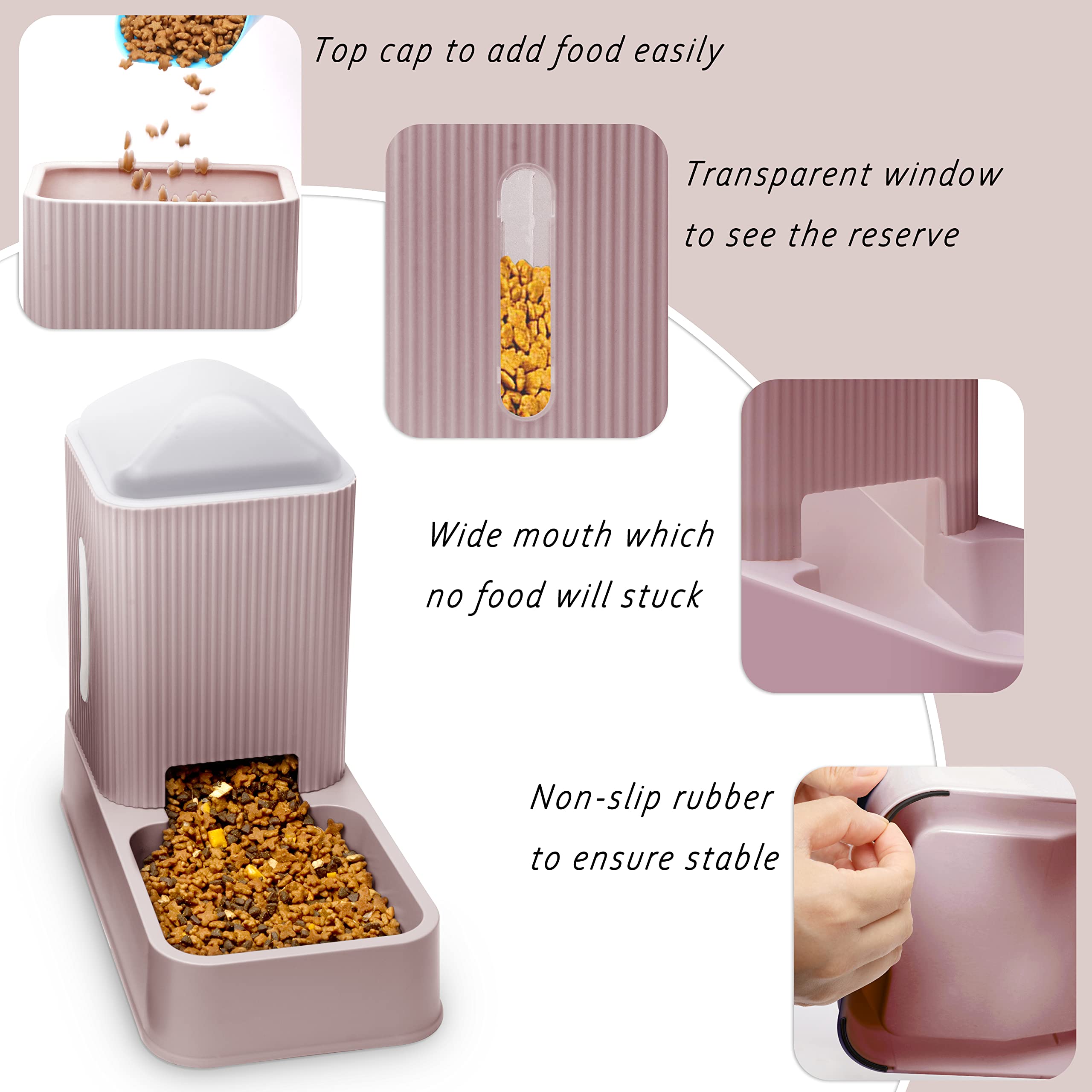 Comedero Y Bebedero Automático Para Gatos Y Perros Pequeños – Pack De 2 (1 Galón Cada Uno) – Flujo Por Gravedad, Sin Electricidad, Material Libre De BPA