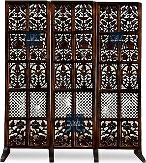 Wooden Partitions Made of Wood Room Divider for Living Room with Stands Hall Bedroom Wall Separator Panel 6 Feet (3 Panel with Stands)