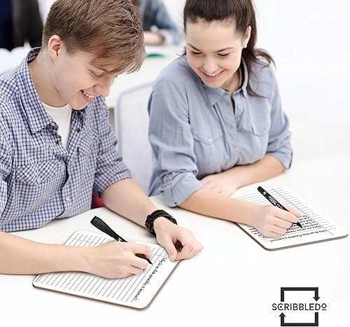 Miniatura 6 de SCRIBBLEDO Mini cuaderno de borrado en seco de 5 x 7 pulgadas, tablero rayado universitario, paquete de 2 unidades, reutilizable, borrable, bloc de