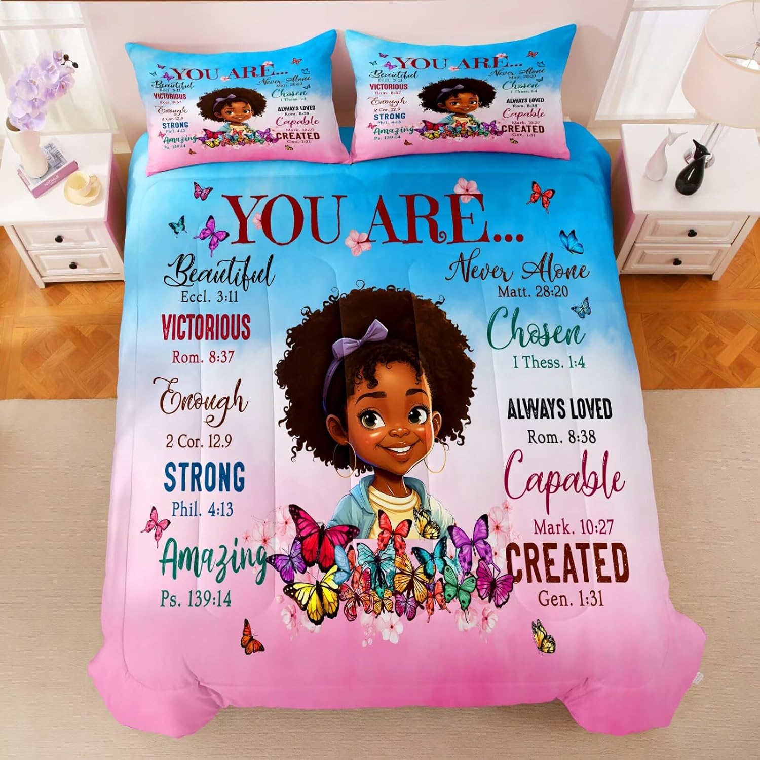 Black Girl Comforter Set Twin Size for Kids,Black Girl Magic Bedding Set,God Says You are Christian Comforter for Bed Bedroom Sets - Image 2