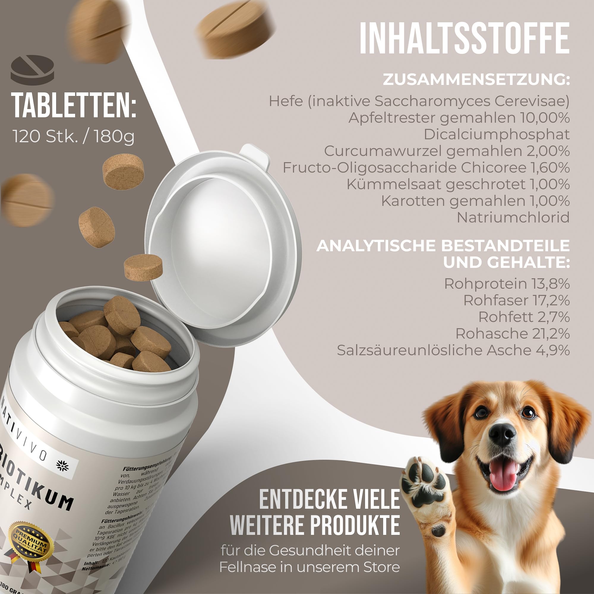 Probiotikum Complexe 120 comprimés + gouttes sensibles 300 g pour chiens sensibles