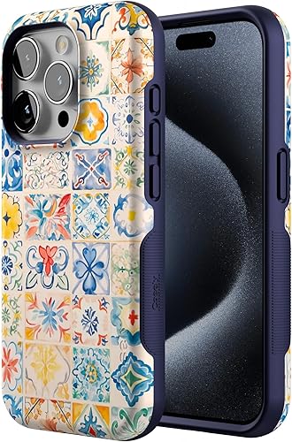 Vista 357 de Casely Funda para iPhone 15 Pro Jardín Secreto Flores mixtas Funda atrevida Compatible con MagSafe y botón de acción Jardín Secreto Floral
