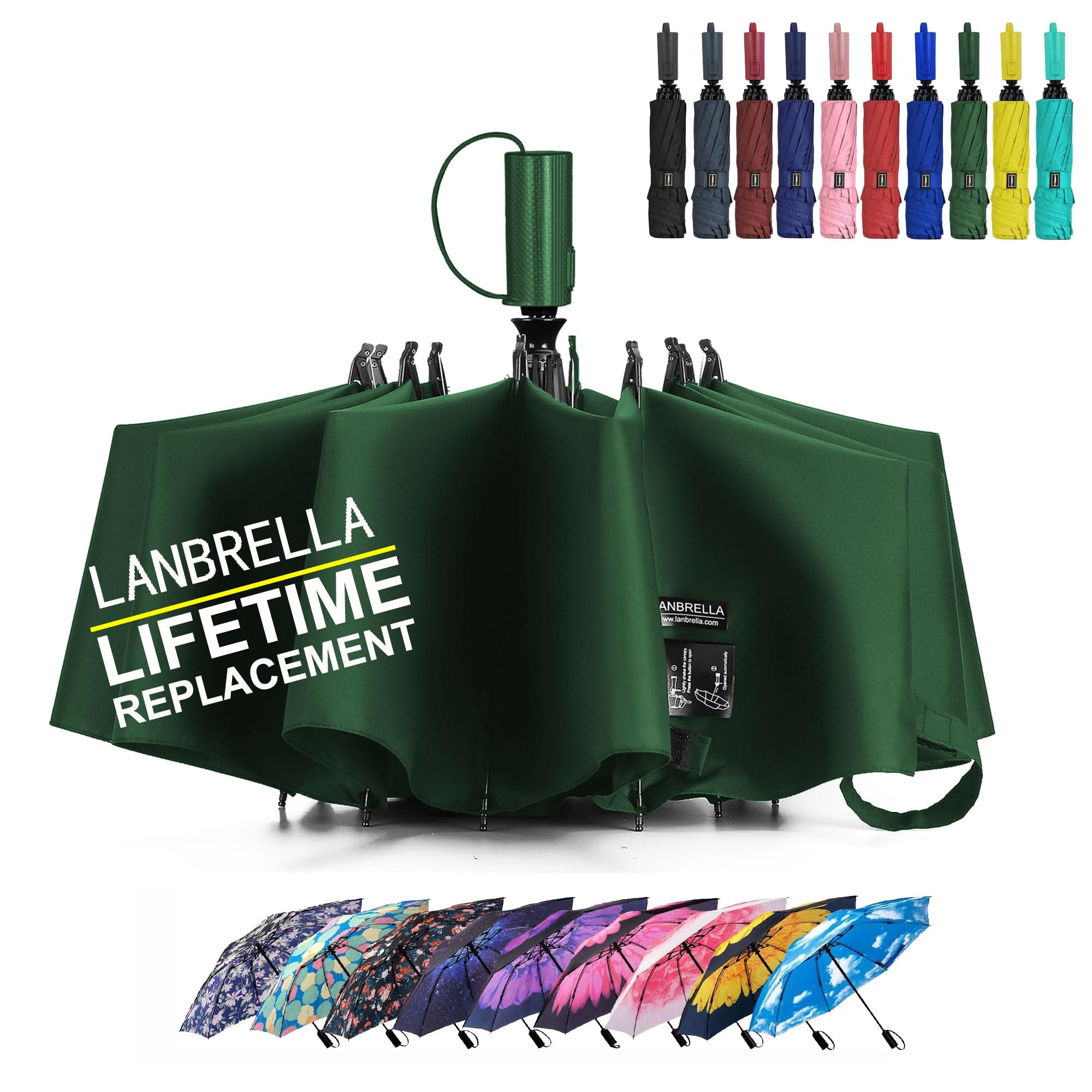 Compact Reverse Folding Umbrella Auto Windproof Travel Umbrella